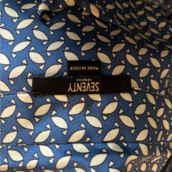 Seventy Venezia Blue Pattern Belted Shirt Dress US 10/L MSRP $335 - Picture 4 of 4